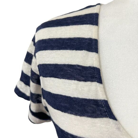 THEORY Soft Linen Shirt Dress Navy & White Striped Small Nautical Karelo - Picture 13 of 16
